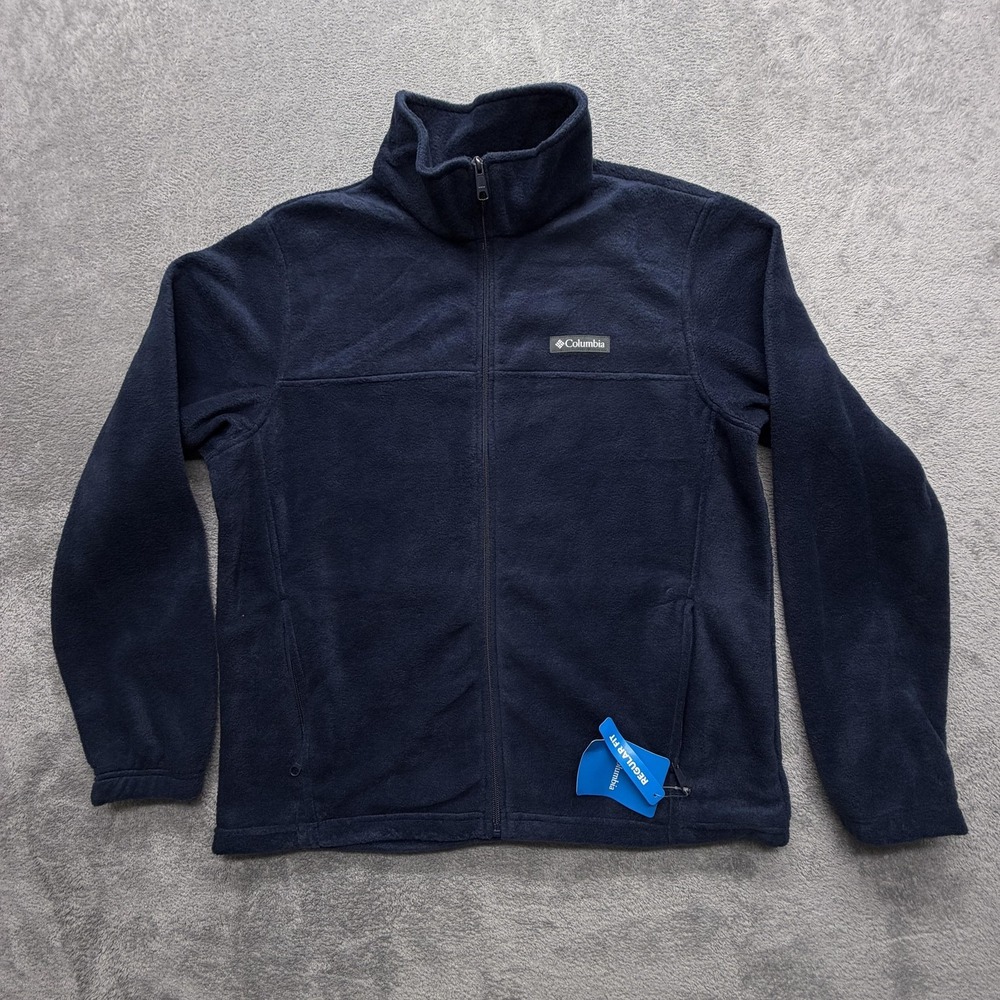 Columbia Jacket Mens Large Blue Fleece Windbreaker Lined Warm Full Zip‎ Pockets